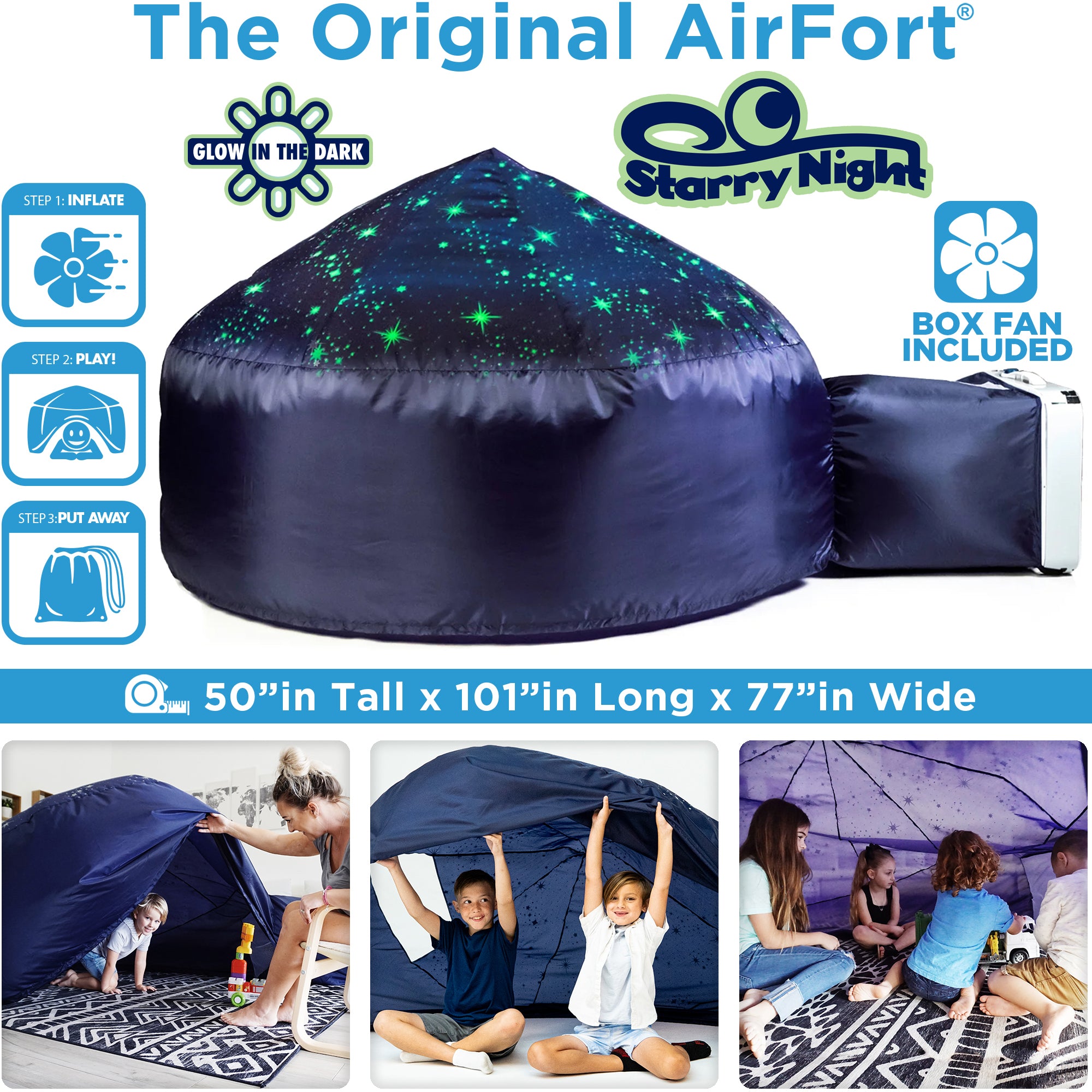Starry Night AirFort + Glow In The Dark Box Fan Combo